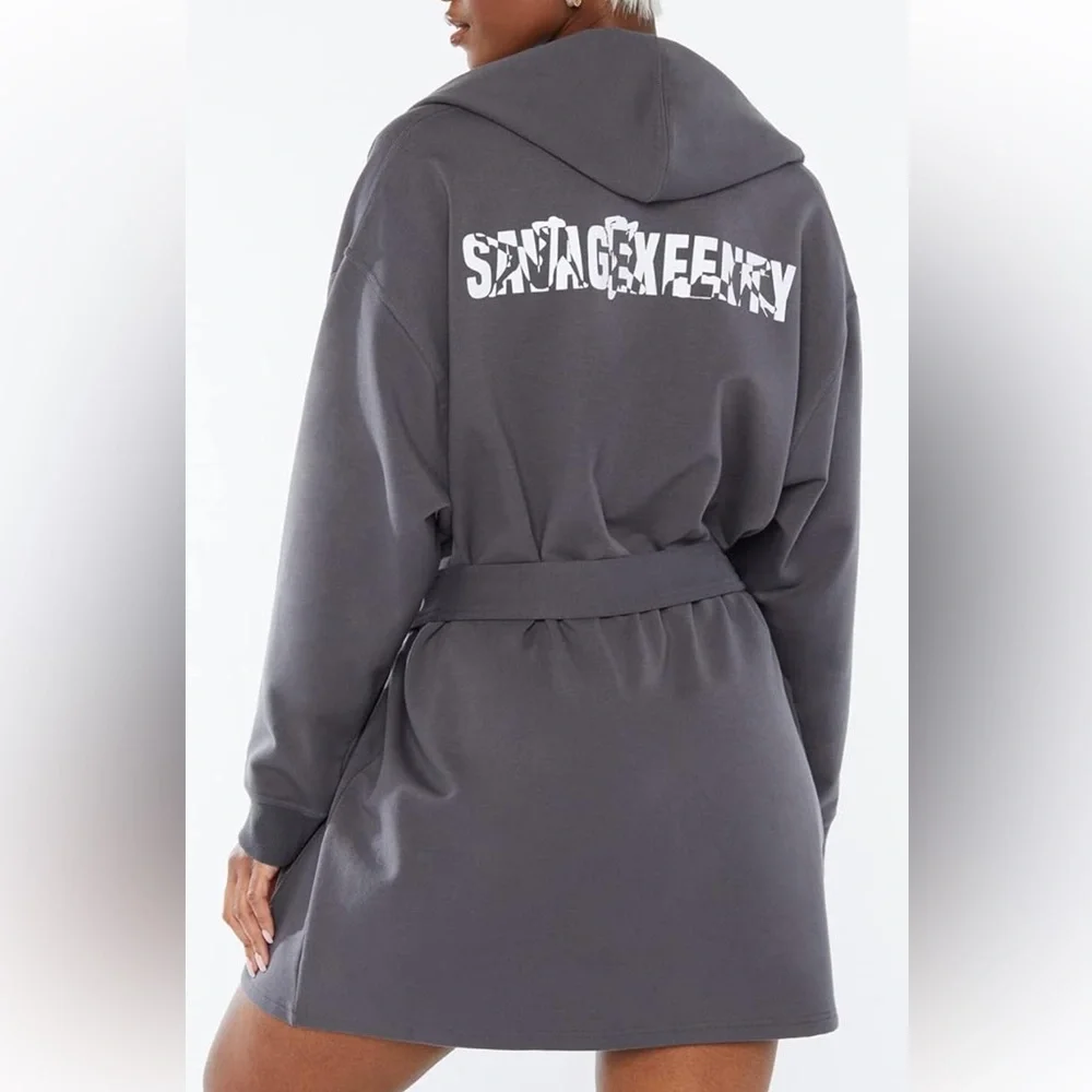 SAVAGE X FENTY HOODED ROBE. LINGERIE BY RIHANNA. Forged Iron. Size XS/S & M/L!! - Picture 2 of 11